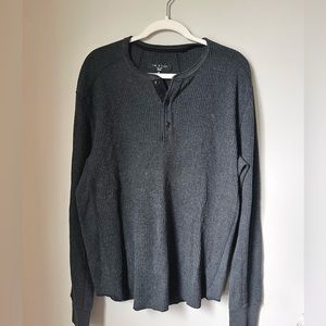 Rag & Bone Men’s Waffle Knit Thermal- Charcoal Size XL